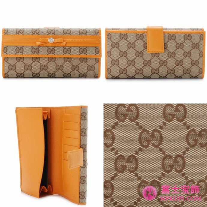 GUCCI/グッチ 2012年春夏新作MAYFAIRGG柄ボウリボン2つ折り長財布 256933 FAFXG 8307 
